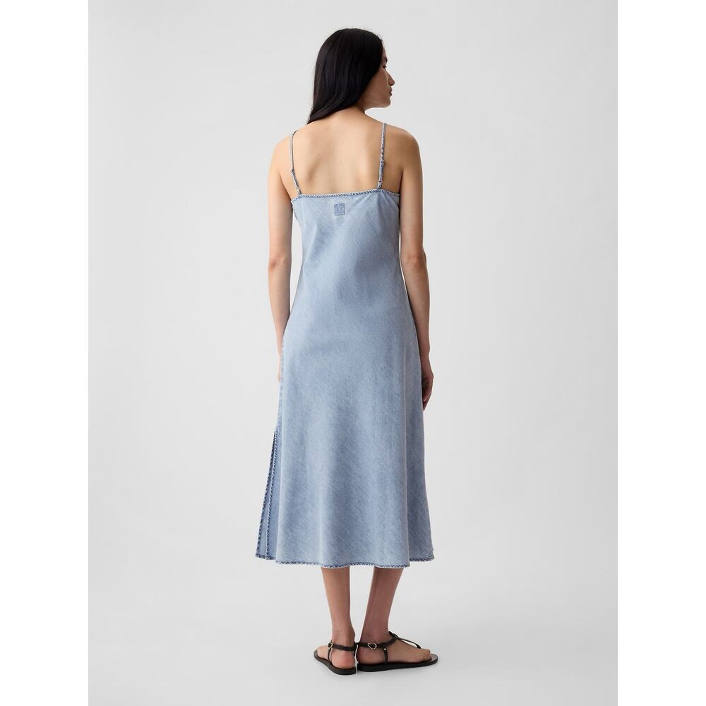 GAP Blue Denim Midi Slip Dress Size L - Picture 2 of 8